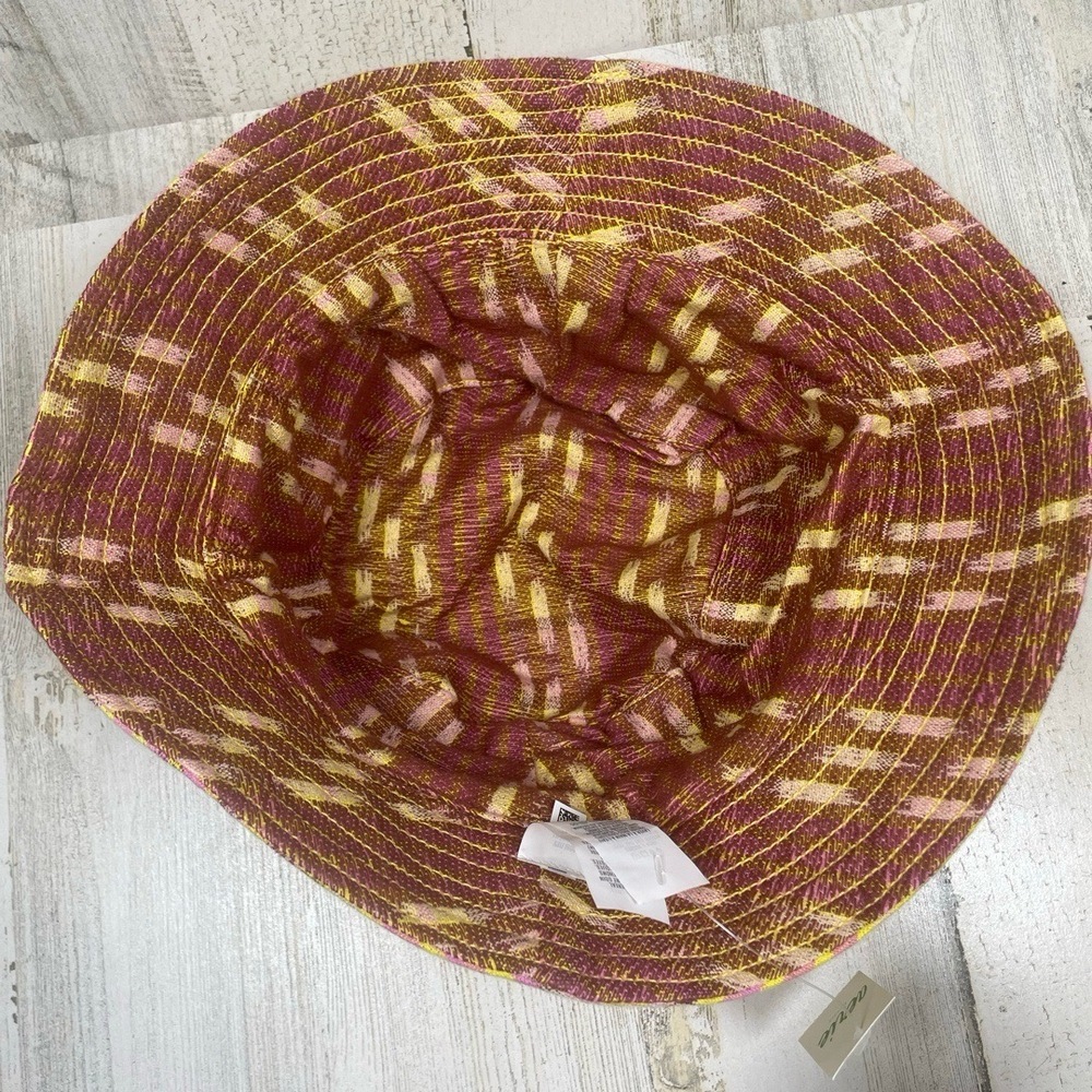 NWT Aerie Teddy Reversible Bucket Hat Womens O/S Yellow Pink Brown Plaid Casual - Picture 4 of 7